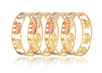 20 MM 3 Tone Plated Elephant Bangle Bracelet